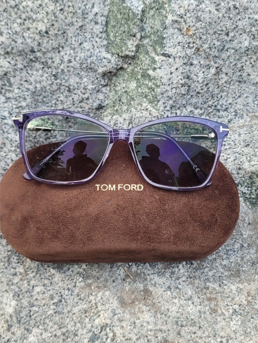 Authentic Tom Ford Translucent Lavender Cat-Eye Prescription Lenses and Case
